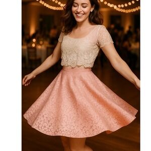 Grace Karin XL Pink Lace Floral‎ Party Cocktail A-Line Skirt New with Tags